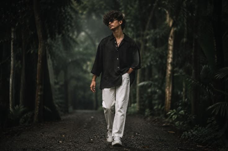 Dark Aesthetic Forest Fashion Shoot Prompt (Cinematic DSLR Style)  BOYS
