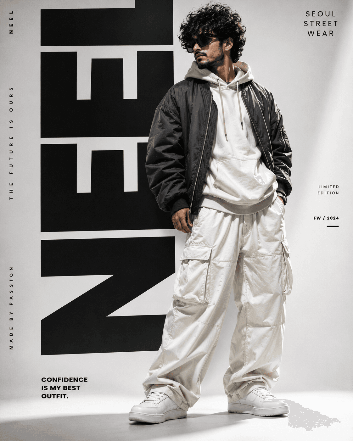 Korean Streetwear Fashion Poster - Solo Male ā Fashion AI Image Prompt