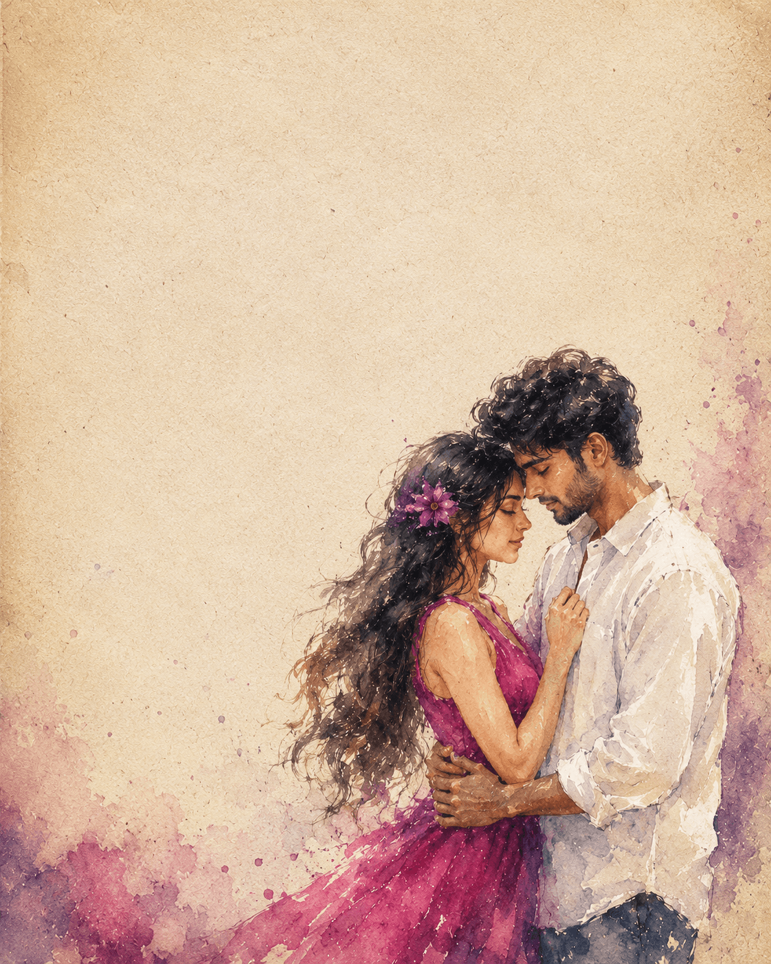 Romantic Impressionist Couple – Watercolor - Illustration / Art AI Image Prompt