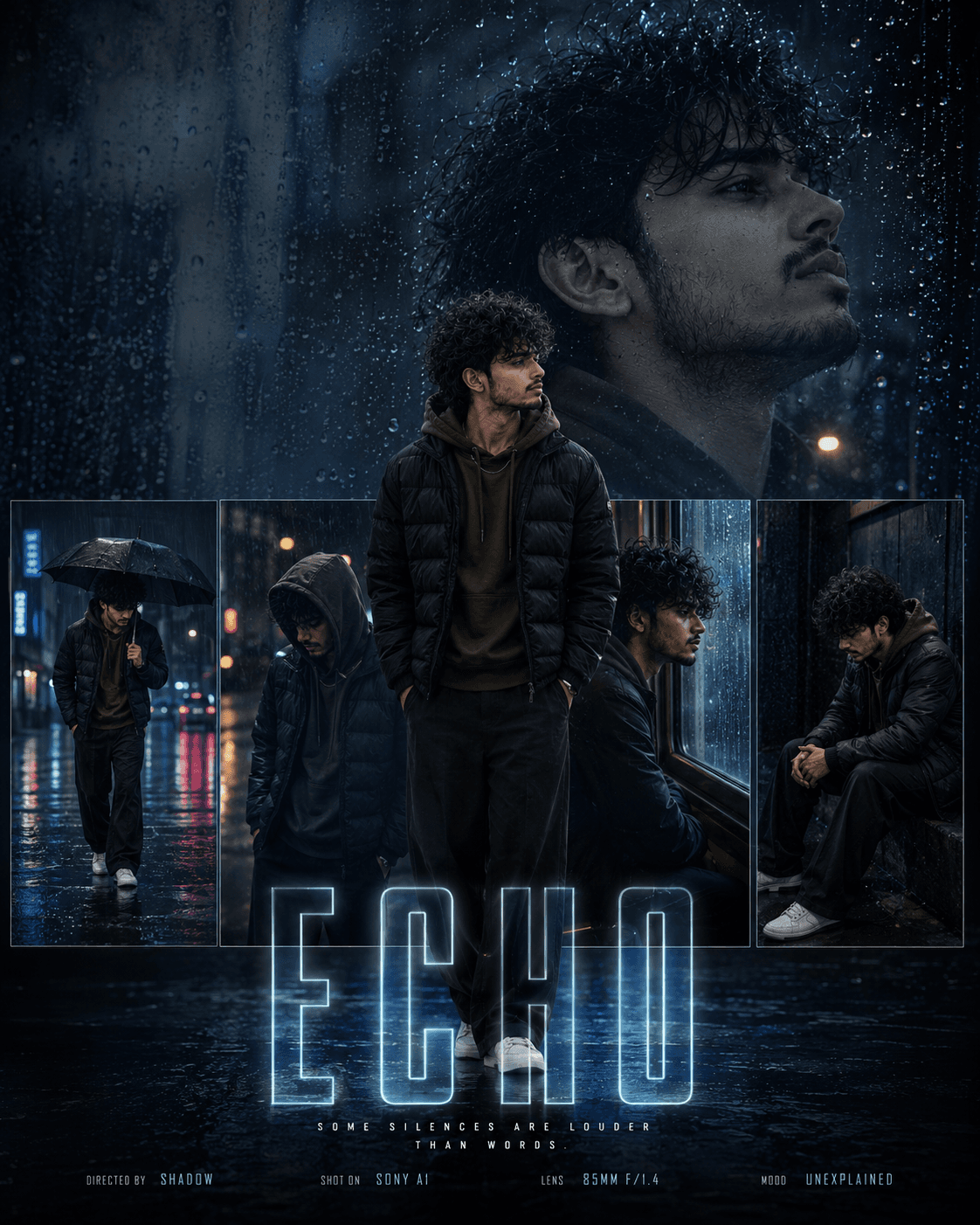 Rainy Mood Cinematic Poster - Solo Male – Poster AI Image Prompt